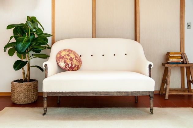 Banquette 2 places lin et coton beige Léonie