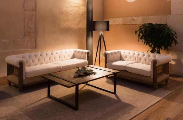 Grand Canapé Chesterfield Montaigu amande