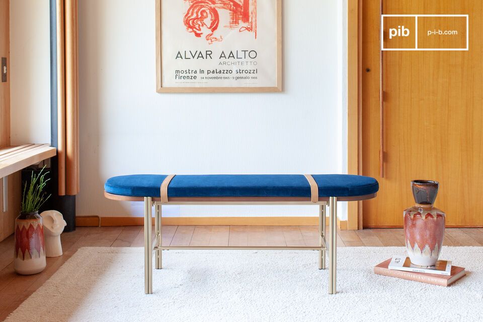 Banc en velours bleu Aurora
