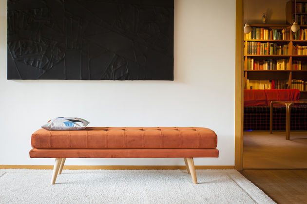 Banc en velours orange Elmas