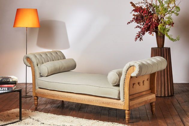 Banquette 2 places en lin et coton amande Montaigu
