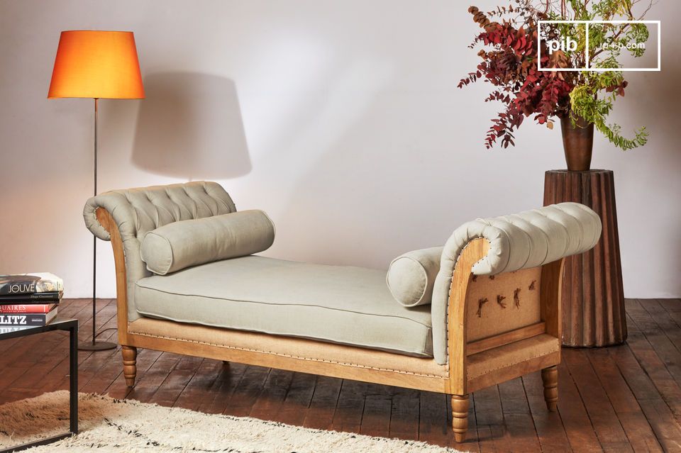 Banquette 2 places en lin et coton amande Montaigu