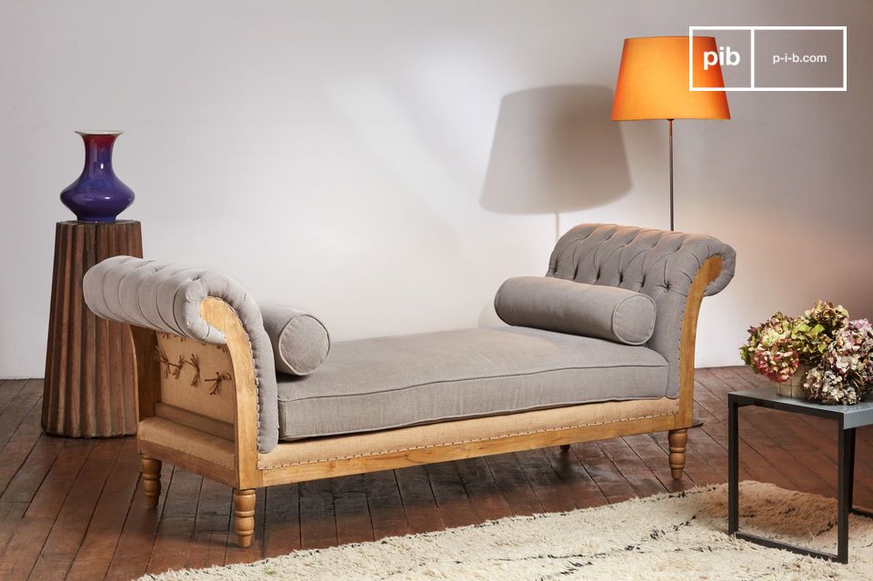 Banquette 2 places en lin et coton gris Montaigu