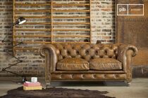 Canapé Chesterfield 2 places en cuir fauve Saint Paul