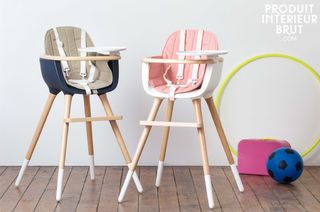 Chaise haute OVO blanche et rose