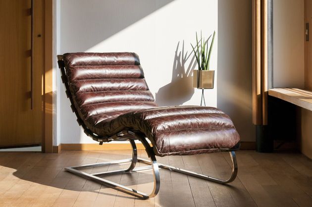 Chaise longue en cuir pleine fleur Weimar