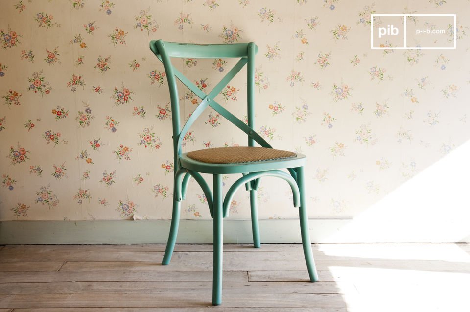 Chaise en bois turquoise Pampelune