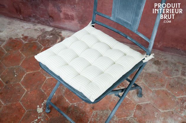 Coussin de chaise en lin blanc-beige