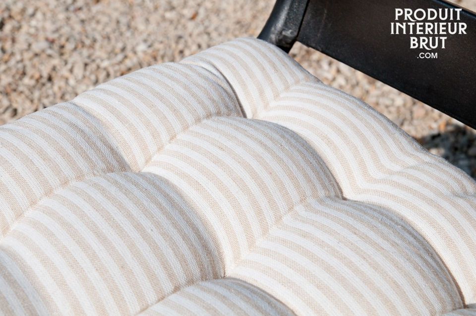 Coussin de chaise en lin blanc-beige