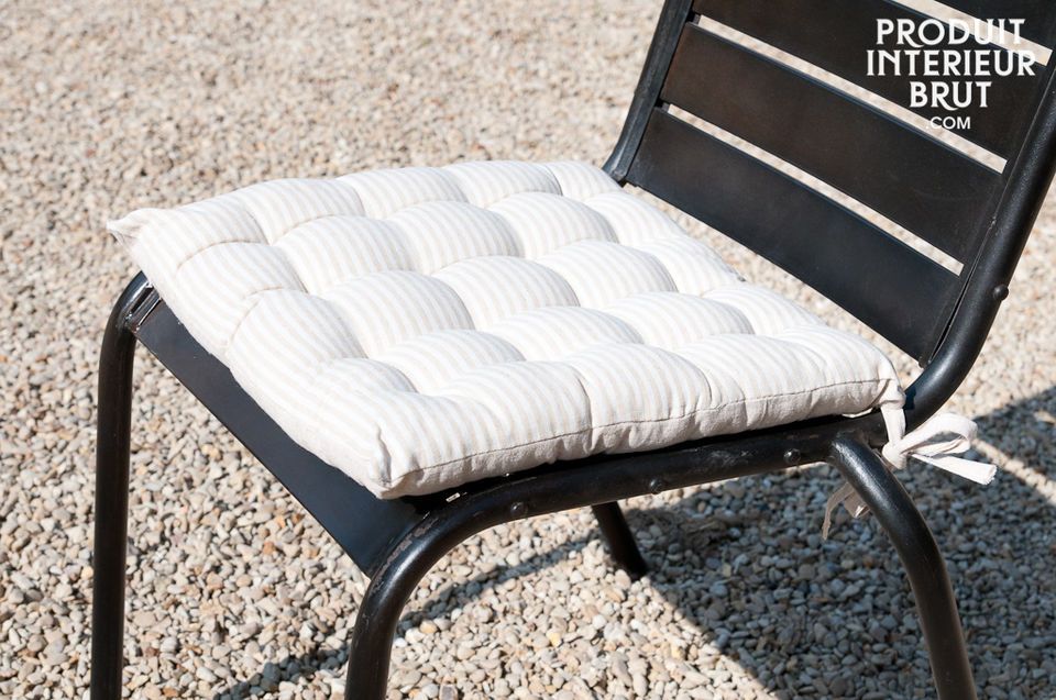 Coussin de chaise en lin blanc-beige