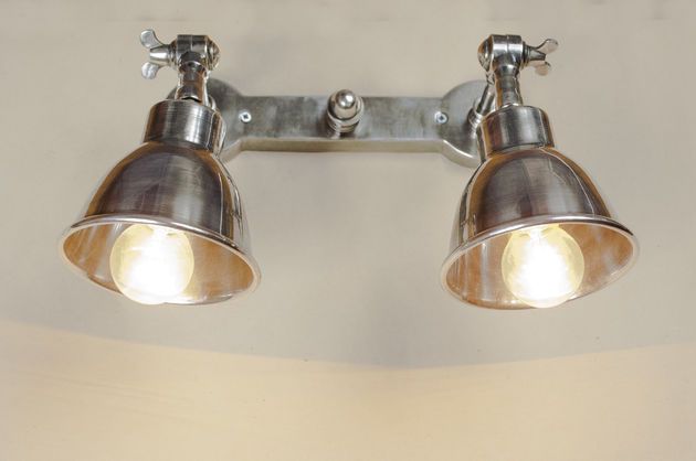 Double applique en métal argenté Bistrot