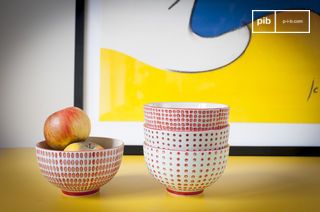 Ensemble de 4 bols à pois rouges