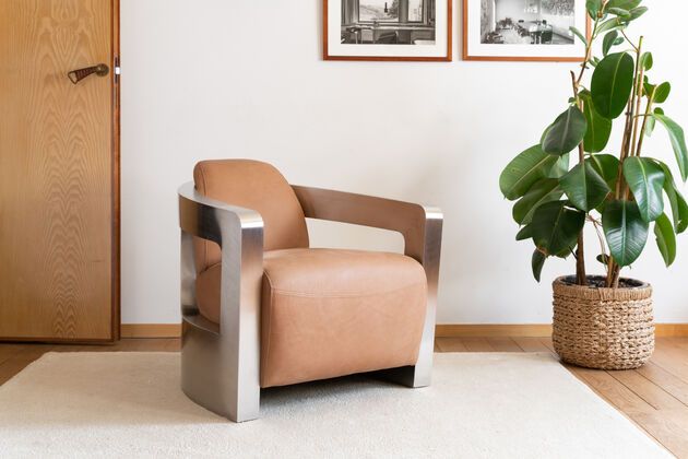 Fauteuil aviateur en cuir camel Panavia