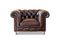 Miniature Fauteuil chesterfield en cuir brun Jahn Détouré