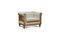 Miniature Fauteuil chesterfield en lin et coton amande Montaigu Détouré