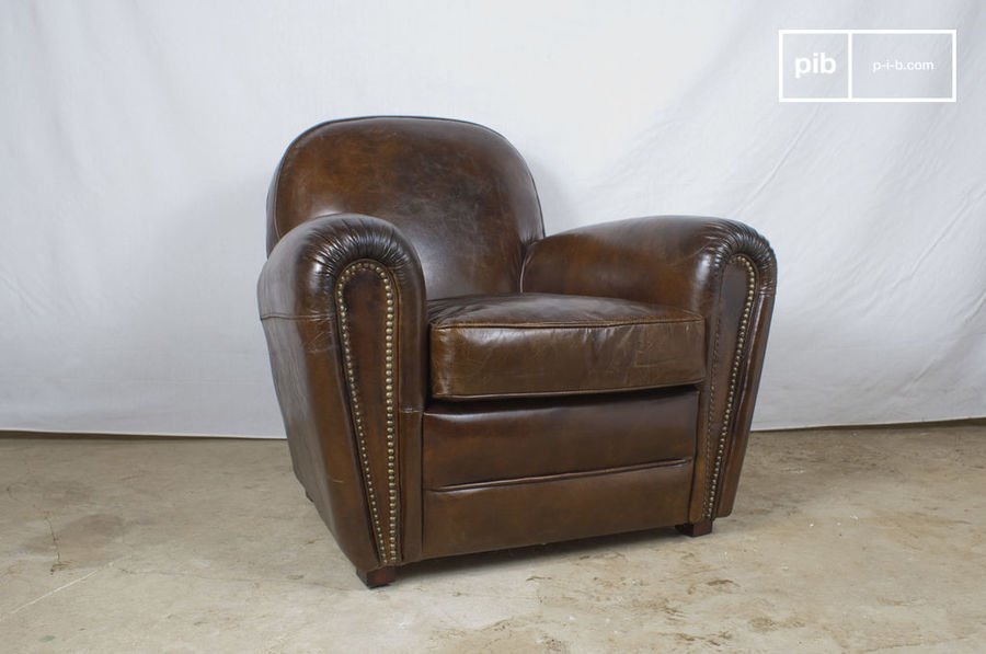 fauteuil Cigar Club en cuir vieilli