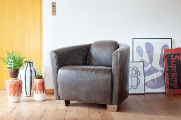 Fauteuil en cuir chocolat Red Baron