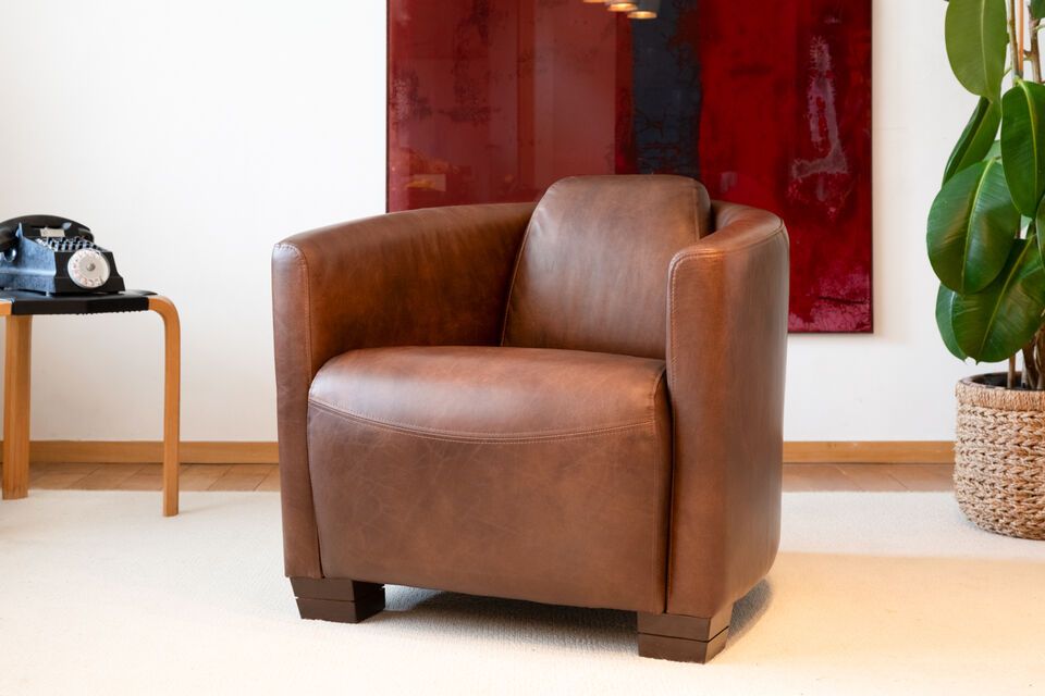 Fauteuil en cuir noisette Red Baron
