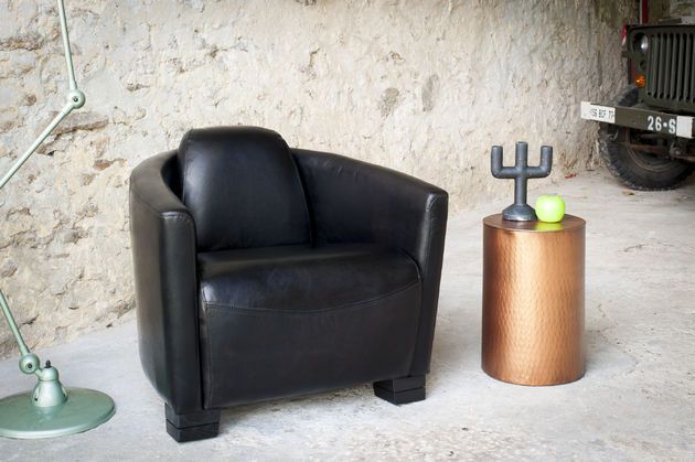 Fauteuil en cuir noir Red Baron
