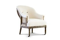 Fauteuil rond en lin et coton beige 