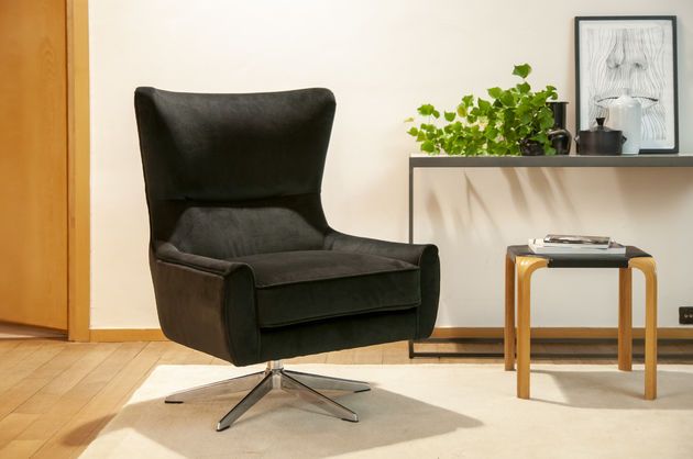 Fauteuil rotatif en velours anthracite Balmat