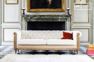 Grand canapé chesterfield lin et coton écru Montaigu