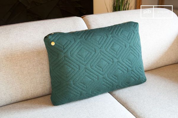 Grand coussin Quilt vert sombre - Motifs géométriques