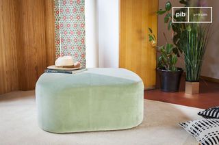 Grand pouf en velours vert Skagen