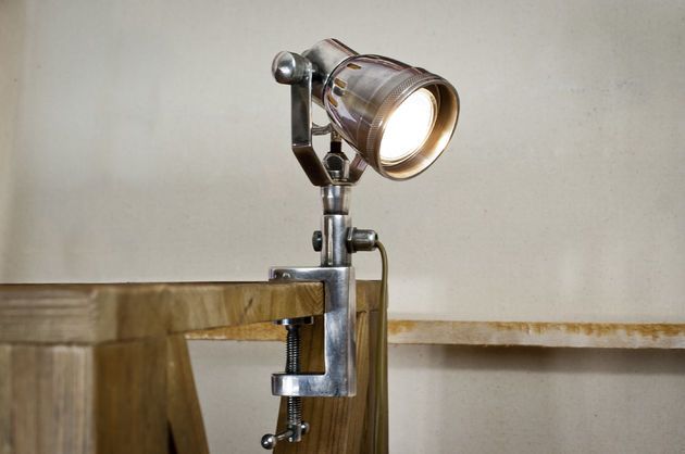 Lampe serre-joint en métal argenté Vail