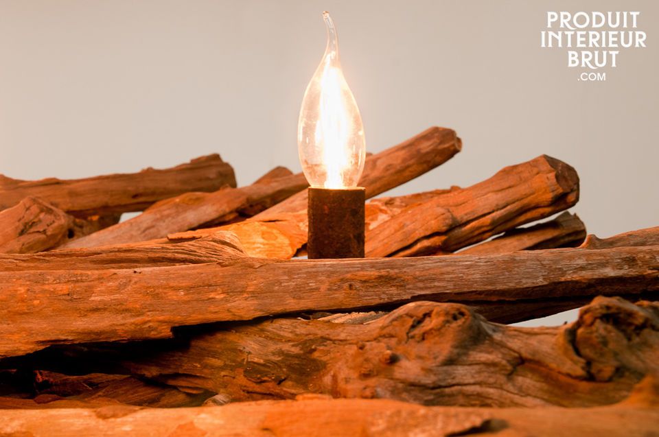 Un lustre 5 bras en bois ancien 