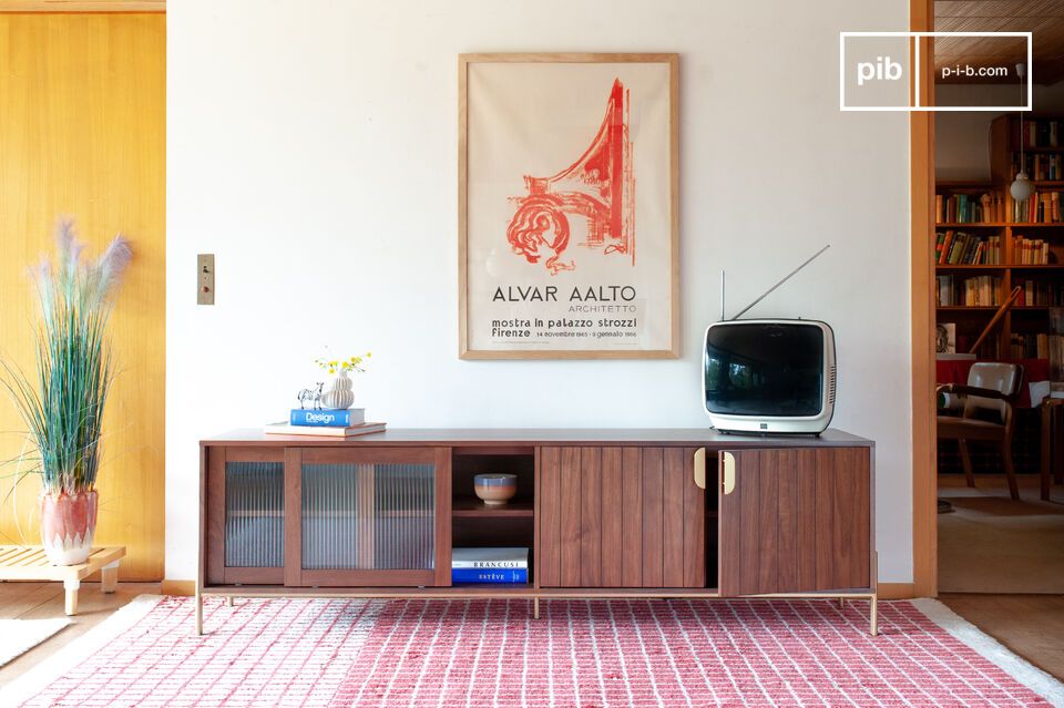 Meuble TV en bois foncé Aurora
