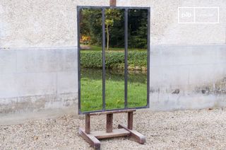 Miroir d'atelier à cadre métallique