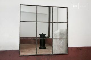 Miroir de style vintage industriel carré 9 sections