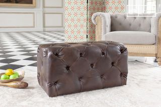 Pouf rectangulaire capitonné Dark Chesterfield