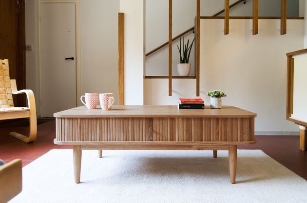 Table basse à rideaux en chêne Ritz