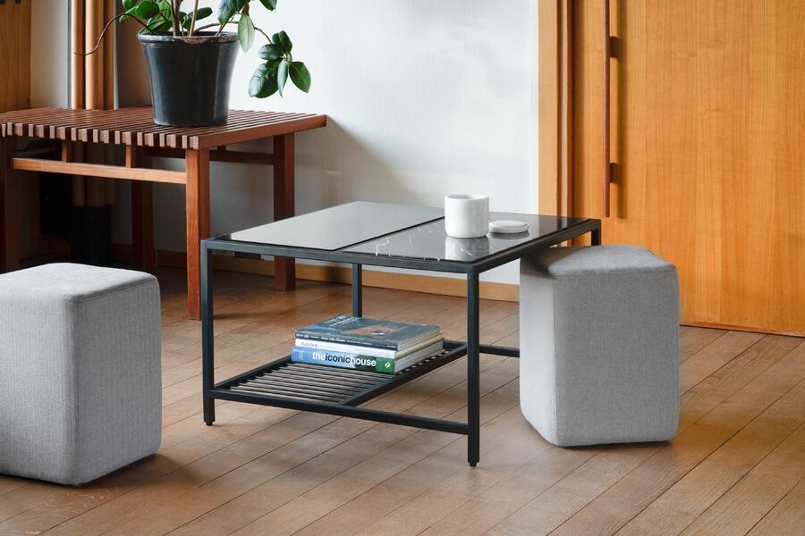 Table basse avec poufs rangeable Noora