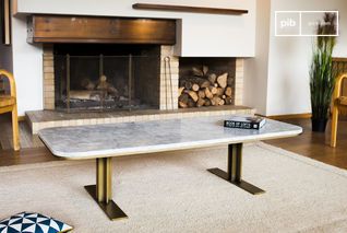 Table basse design vintage en marbre carrera
