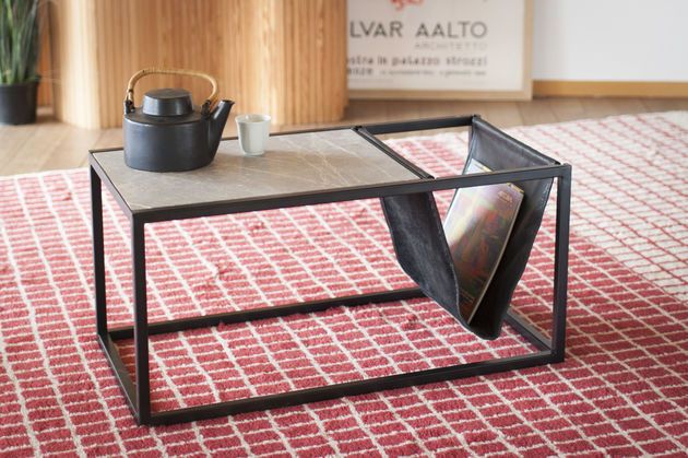 Table basse porte-revue en pierre Ibiza