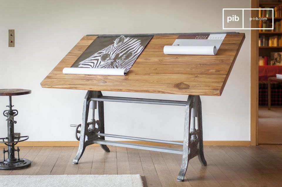 Magnifique table d'architecte en bois noble.