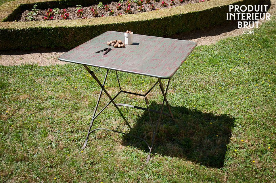 Table carrée pliante Blanche 61x61xH73cm Résine Camping Jardin