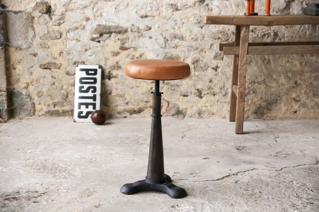 Tabouret de tailleur assise cuir ajustable